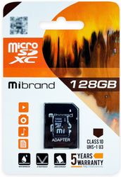 Карта пам'яті Mibrand 128 GB microSDXC UHS-I U3 + SD-adapter (MICDHU3/128GB-A)