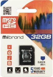 Карта пам'яті Mibrand 32 GB microSDHC Class 10 UHS-I + SD Adapter MICDHU1/32GB-A