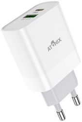 Мережевий зарядний пристрій Wall charger ATONIX HC2 USB-A/Type-C PD 20W + QC3.0  white