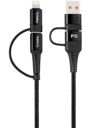 USB кабель Gelius Pro Unimog 2 GP-UC106 4in1 (USB-A/Type to Type-C/Lightning) PD 18W/1 м Black  Купити