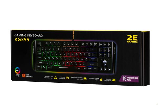 Клавіатура ігрова 2E GAMING KG355 LED 87key USB Ukr Black Популярні бренди