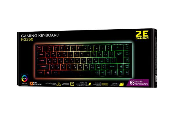 Клавіатура ігрова 2E GAMING KG350 RGB 68key USB Ukr Black Популярні бренди
