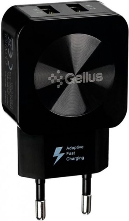 Мережевий зарядний пристрій Gelius Ultra Prime GU-HC02 2USB 2.1A Black + кабель Type-C Дешеві